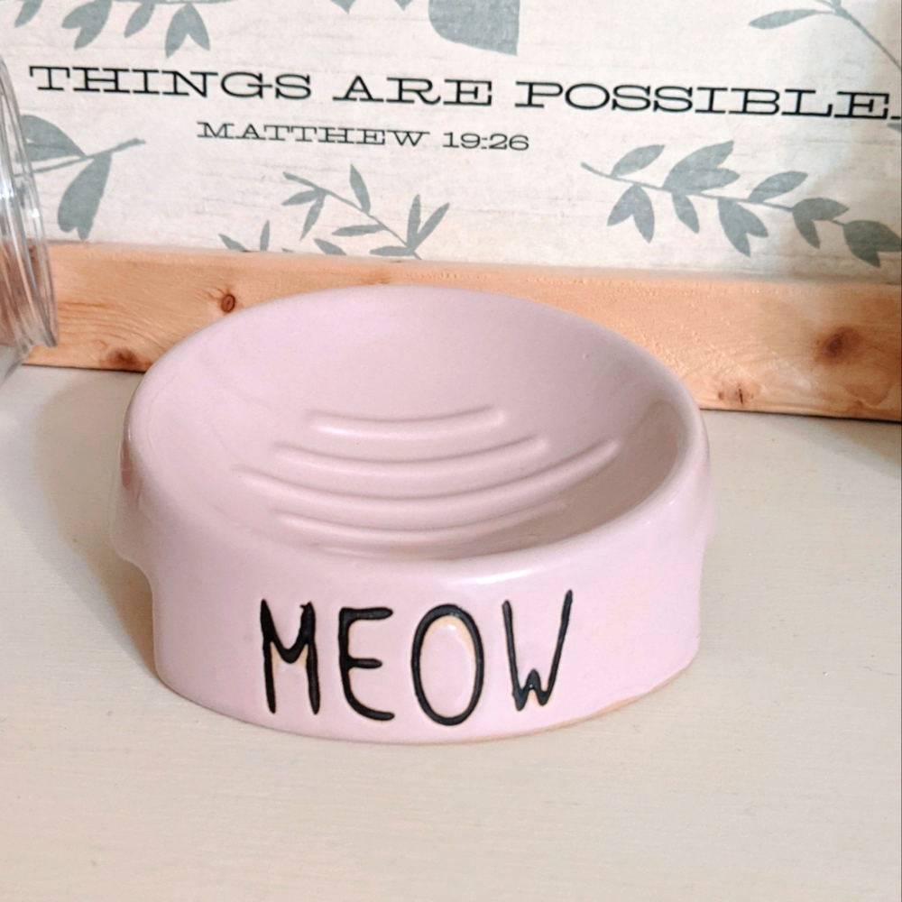 MEOW Inverted Pink Cat Food Bowl